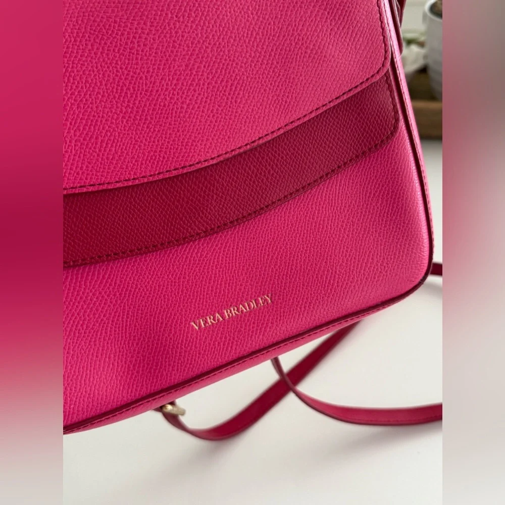 VERA BRADLEY leather Twice as Nice Crossbody Bag Purse - ROUGE PINK - Picture 15 of 15